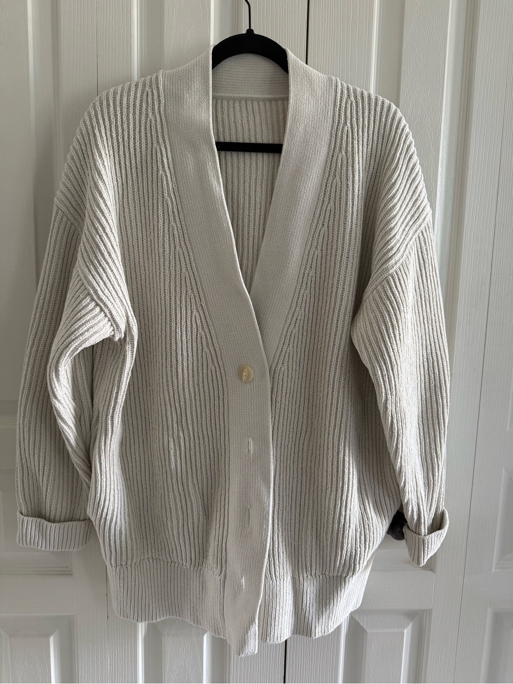 Lululemon Rib Knit Button-Front Cardigan Sweater - Cream